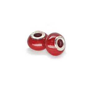 Perla ciambella pietra lucida (2 pezzi) 14x10 mm - Rosso