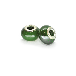 Perla ciambella pietra lucida (2 pezzi) 14x10 mm - Verde