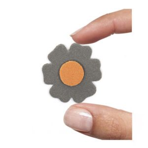 (1 pezzo) Sagoma in neoprene "Fiorellino" - Arancio e grigio