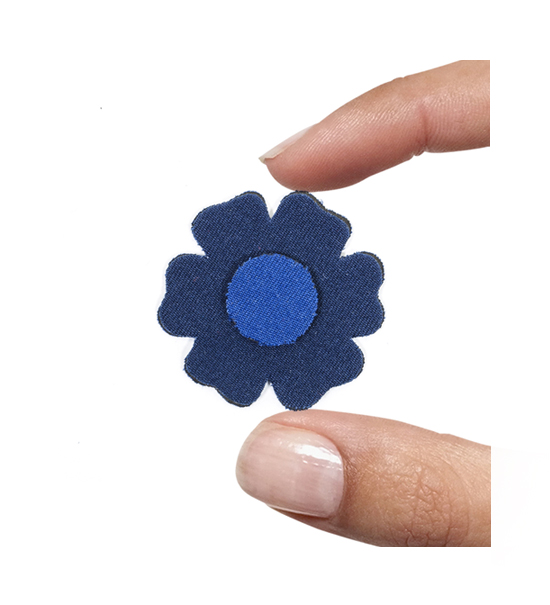 (1 pezzo) Sagoma in neoprene "Fiorellino" - Blu e blu notte