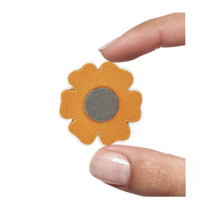 (1 pezzo) Sagoma in neoprene "Fiorellino" - Grigio e arancio