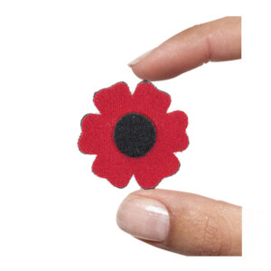 (1 pezzo) Sagoma in neoprene "Fiorellino" - Nero e rosso