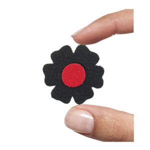 (1 pezzo) Sagoma in neoprene "Fiorellino" - Rosso e nero