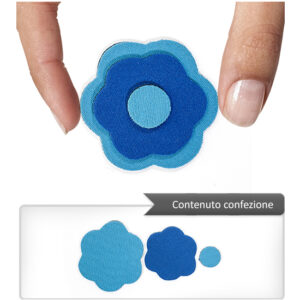 (1 pezzo) Sagoma in neoprene "Fiore" - Celeste e blu