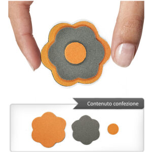 (1 pezzo) Sagoma in neoprene "Fiore" - Arancio e grigio
