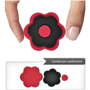 (1 pezzo) Sagoma in neoprene "Fiore" - Rosso e nero