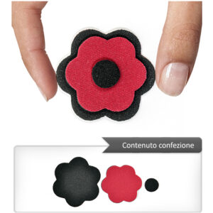(1 pezzo) Sagoma in neoprene "Fiore" - Nero e rosso