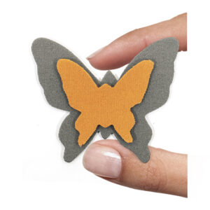 (1 pezzo) Sagoma in neoprene "Farfalla" - Arancio e grigio