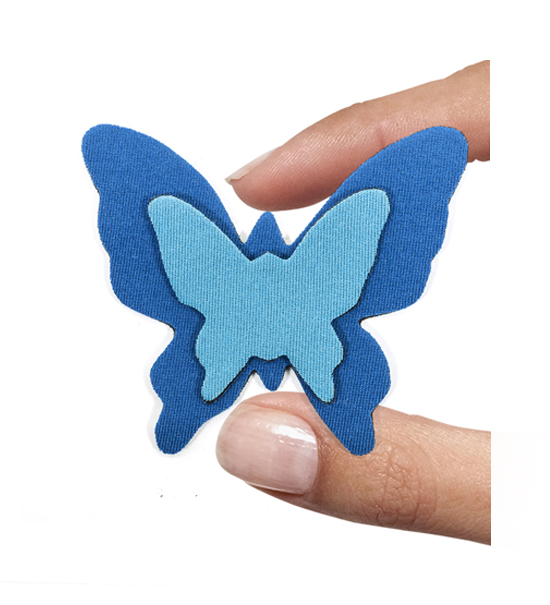 (1 pezzo) Sagoma in neoprene "Farfalla" - Celeste e blu