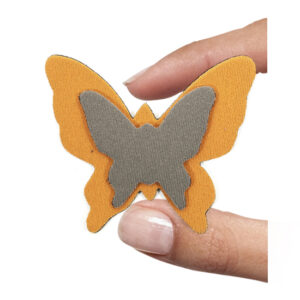 (1 pezzo) Sagoma in neoprene "Farfalla" - Grigio e arancio