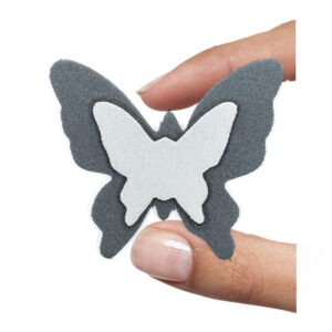 (1 pezzo) Sagoma in neoprene "Farfalla" - Grigio chiaro e scuro