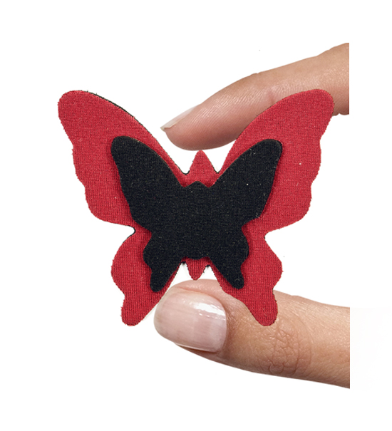 (1 pezzo) Sagoma in neoprene "Farfalla" - Nero e rosso