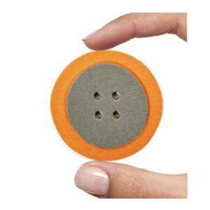 (1 pezzo) Sagoma in neoprene "Bottone" - Grigio e arancio
