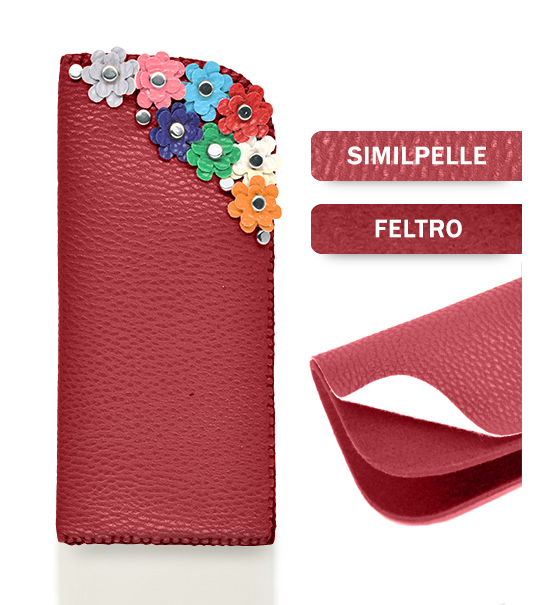 Portaocchiali similpelle (Kit fai-da-te) - Rosso scuro