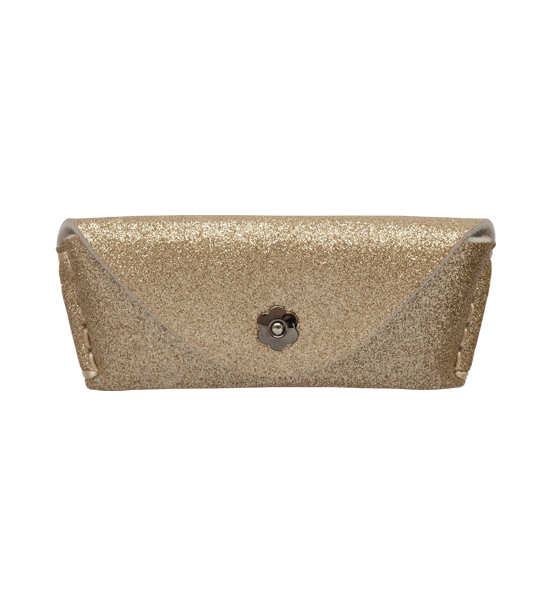 Astuccio porta occhiali (Glitter e feltro) - Champagne