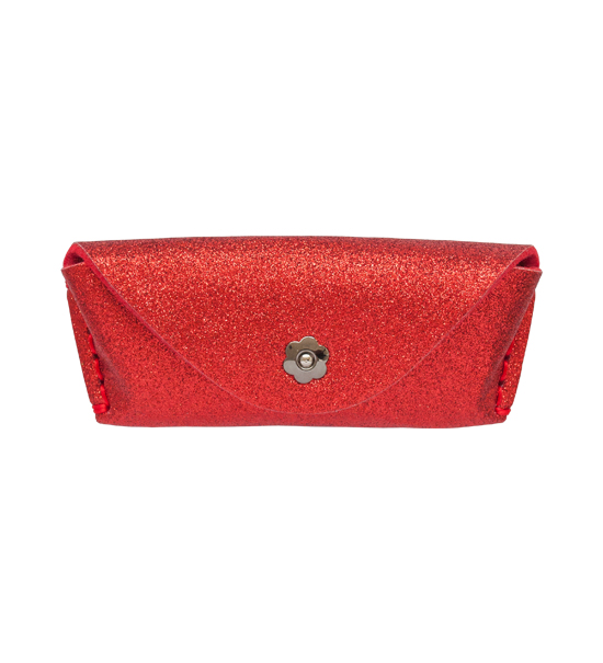 Astuccio porta occhiali (Glitter e feltro) - Rosso