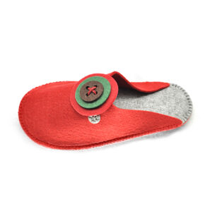 Ciabattine in feltro bottone (kit fai-da-te) - Rosso