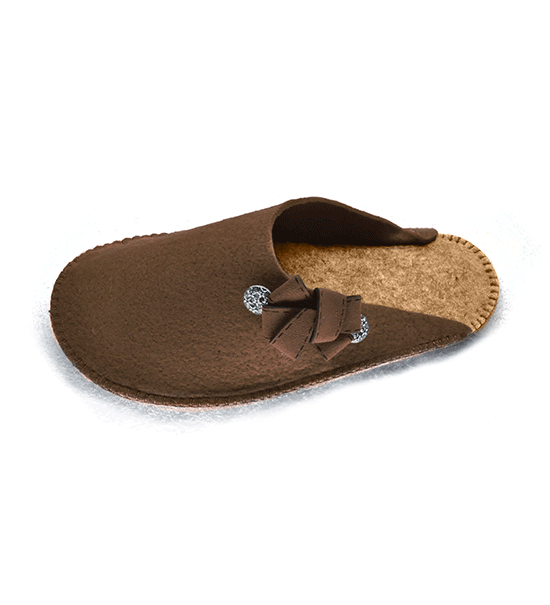 Ciabattine in feltro fiocco (kit fai-da-te) - Marrone