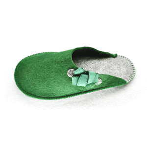 Ciabattine in feltro fiocco (kit fai-da-te) - Verde prato