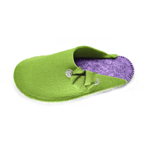 Ciabattine in feltro fiocco (kit fai-da-te) - Verde mela