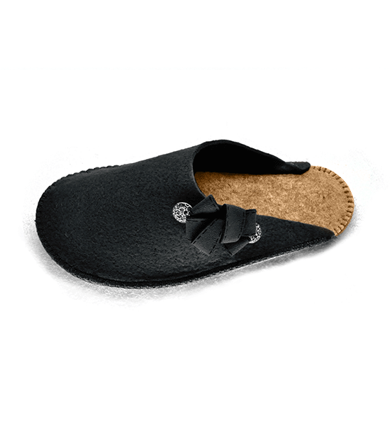 Ciabattine in feltro fiocco (kit fai-da-te) - Nero