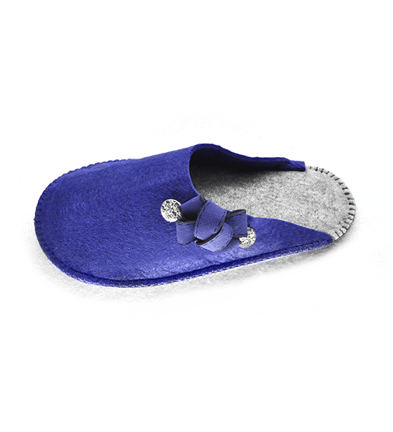 Ciabattine in feltro fiocco (kit fai-da-te) - Blu